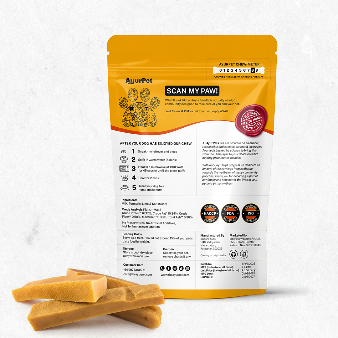 Healing Turmeric Yak Cheese Chews | 6-Hour Long Lasting Dental Chew