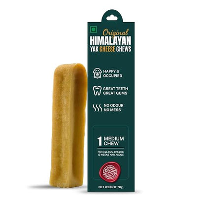 Yak Cheese Chews – 6-Hour Long-Lasting Dental Treats for Dogs | Mental Stimulation + Daily Wellness | Natural, 100% Veg, Protein-Rich | Pack of 1 Chew