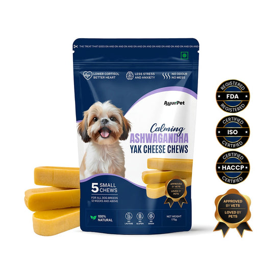 Calming Ashwagandha Yak Cheese Chews | 6-Hour Treat + Toy | Anxiety Relief + Relaxation | Natural, 100% Veg, Protein-Rich